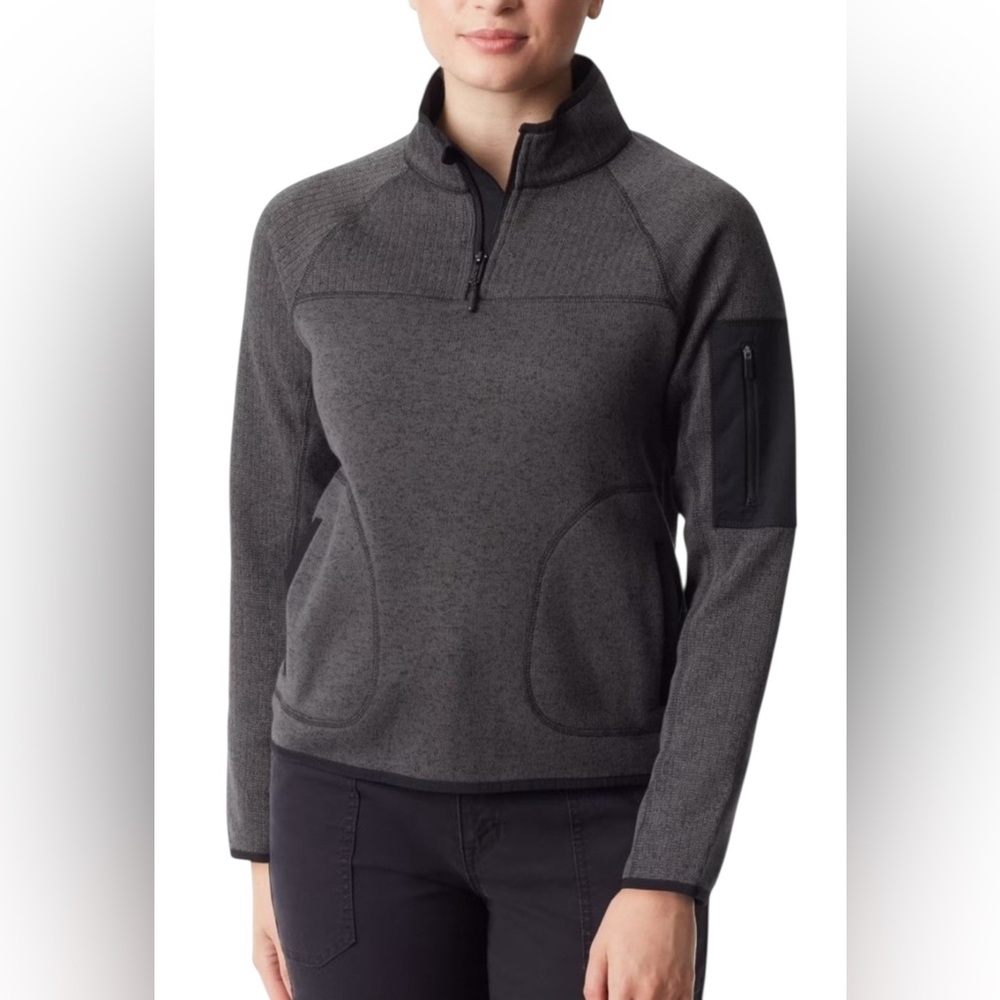 BASS OUTDOOR Women's Mixed-Media Mock-Neck‎ pull over Sweatshirt gray size XL